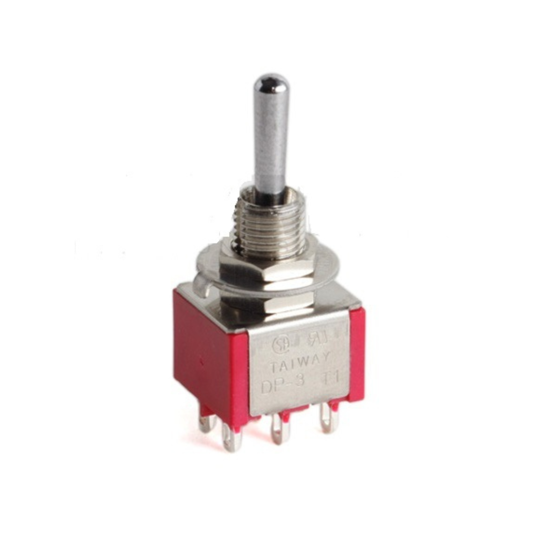 MINI SWITCH  ON-OFF-ON (DPDT) Poste Cromado